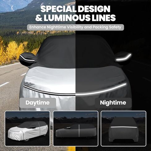 غطاء سيارة Cartist 420d يناسب Toyota Sienna 2003-2025 2026، أغطية سيارات لجميع الأحوال الجوية في الهواء الطلق لملحقات Sienna، مقاوم للماء، مع سحاب وشرائط أمان عاكسة in Kuwait