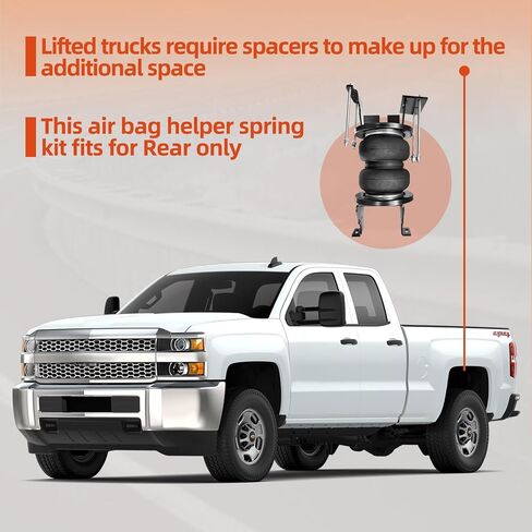 طقم تعليق كيس الهواء الربيعي مناسب لسيارات بيك آب 2011-2019 Chevy Silverado 2500/3500 HD 4WD، وGMC Sierra 2500/3500 HD 4WD التقاطات OEM Airlift 57538 حتى 7500 رطل من سعة تسوية الحمولة in Kuwait