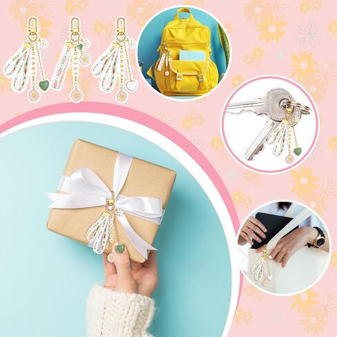 Whimsibelle 563 Pcs Flower Keychain Making Kit 12 Set Daisy Charm DIY Craft Key Chain Letter Name Bead, Floral Ribbon, Keychain Clip and Tool Accessories for Women Backpack Purse Tote Bag DIY Supplies in Saudi Arabia