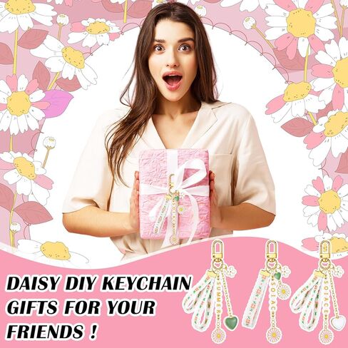 Whimsibelle 563 Pcs Flower Keychain Making Kit 12 Set Daisy Charm DIY Craft Key Chain Letter Name Bead, Floral Ribbon, Keychain Clip and Tool Accessories for Women Backpack Purse Tote Bag DIY Supplies in Saudi Arabia