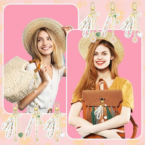 Whimsibelle 563 Pcs Flower Keychain Making Kit 12 Set Daisy Charm DIY Craft Key Chain Letter Name Bead, Floral Ribbon, Keychain Clip and Tool Accessories for Women Backpack Purse Tote Bag DIY Supplies in Saudi Arabia