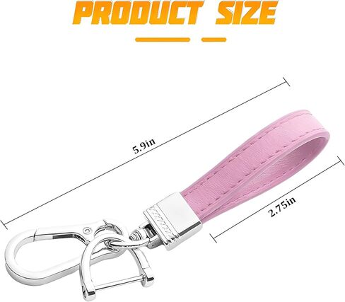Car Keychain, Leather Vehicle Key Chain Holder with Anti-Lost D-Ring, Cool Automotive Key Fob Keyring, Universal Fit (Pink) in Kuwait