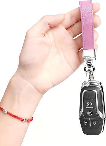 Car Keychain, Leather Vehicle Key Chain Holder with Anti-Lost D-Ring, Cool Automotive Key Fob Keyring, Universal Fit (Pink) in Kuwait