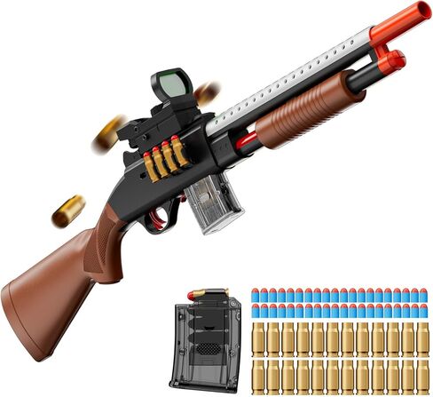 Toy Gun Models Foam Blasters (33-Inch) Jumping Shell Design [with10 Shell 40 Soft Darts] Perfect for Indoor and Outdoor Play (Brown) in Kuwait