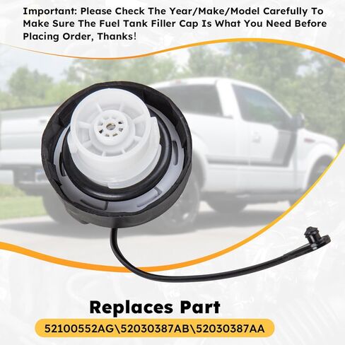 Gas Cap, Fuel Cap Compatible with 2000-2021 Jeep Wrangler JK/TJ, Grand Cherokee, Liberty, Dodge Ram 1500, Journey, Dart, Durango, Grand Caravan & Chrysler 300, 200 | 52100552AG, 52030387AB, 52030387AA in Kuwait