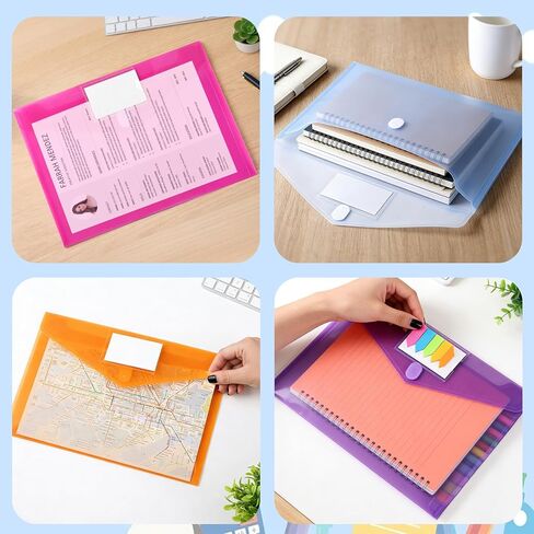 6 Pack Colored Plastic File Folders Letter A4 Size with Tags Clear Document Binder Folder Envelops Receipt Pocket Filing Products Carpeta Organizer Classroom Homeschool Office Supplies Organization in Saudi Arabia