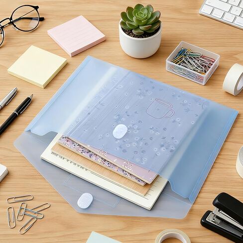 6 Pack Colored Plastic File Folders Letter A4 Size with Tags Clear Document Binder Folder Envelops Receipt Pocket Filing Products Carpeta Organizer Classroom Homeschool Office Supplies Organization in Saudi Arabia