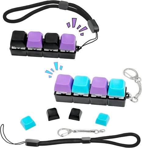 Keyboard Fidget Clicker for Adults 2 PCS Clicky Fidget Keyboard Keychain Clicker for Anxiety Stress Relief (Black, Blue,Purple) in Kuwait