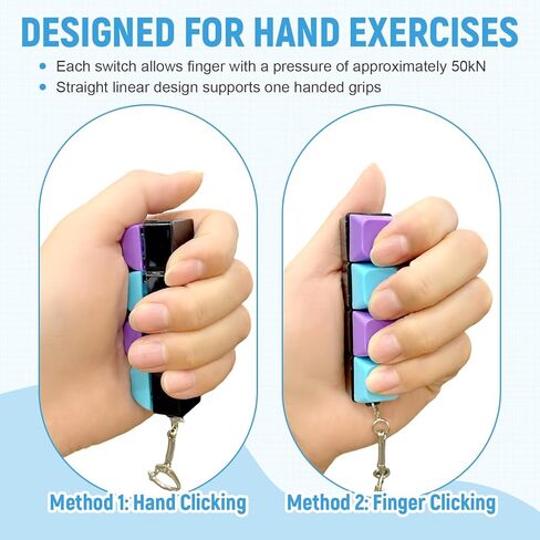 Keyboard Fidget Clicker for Adults 2 PCS Clicky Fidget Keyboard Keychain Clicker for Anxiety Stress Relief (Black, Blue,Purple) in Kuwait