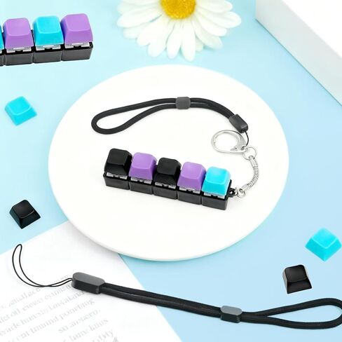 Keyboard Fidget Clicker for Adults 2 PCS Clicky Fidget Keyboard Keychain Clicker for Anxiety Stress Relief (Black, Blue,Purple) in Kuwait