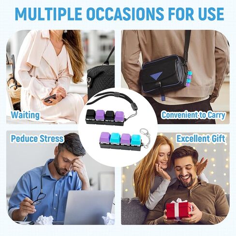 Keyboard Fidget Clicker for Adults 2 PCS Clicky Fidget Keyboard Keychain Clicker for Anxiety Stress Relief (Black, Blue,Purple) in Kuwait