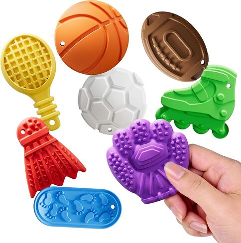 8 Pcs Sports Sensory Toys for Kids & Adults, Double-Sided Textured Fidget Stones for Autism & ADHD, Silent Calming Tools for Stress Anxiety Relief, Quiet Desk Gadgets for Classroom & Office in Saudi Arabia