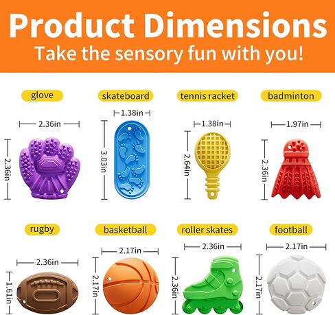 8 Pcs Sports Sensory Toys for Kids & Adults, Double-Sided Textured Fidget Stones for Autism & ADHD, Silent Calming Tools for Stress Anxiety Relief, Quiet Desk Gadgets for Classroom & Office in Saudi Arabia