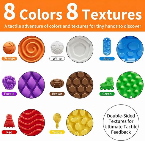 8 Pcs Sports Sensory Toys for Kids & Adults, Double-Sided Textured Fidget Stones for Autism & ADHD, Silent Calming Tools for Stress Anxiety Relief, Quiet Desk Gadgets for Classroom & Office in Saudi Arabia