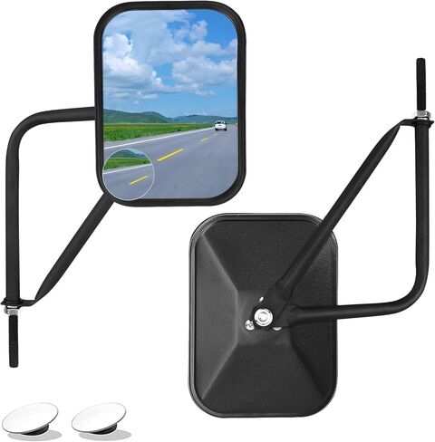 Liberrway Jeep Wrangler Doors Off Mirrors with 2 Pack Blind Spot Mirrors, Compatible with Jeep Wrangler YJ TJ JK JL Gladiator JT 1987-2025, Door Hinge Side Mirrors Kit for Off-Road Driving in Saudi Arabia