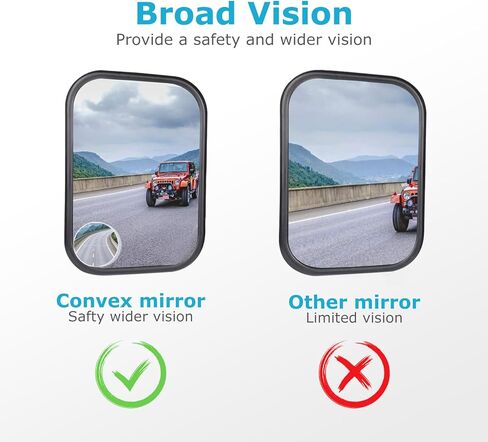 Liberrway Jeep Wrangler Doors Off Mirrors with 2 Pack Blind Spot Mirrors, Compatible with Jeep Wrangler YJ TJ JK JL Gladiator JT 1987-2025, Door Hinge Side Mirrors Kit for Off-Road Driving in Saudi Arabia