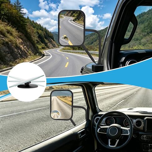 Liberrway Jeep Wrangler Doors Off Mirrors with 2 Pack Blind Spot Mirrors, Compatible with Jeep Wrangler YJ TJ JK JL Gladiator JT 1987-2025, Door Hinge Side Mirrors Kit for Off-Road Driving in Saudi Arabia