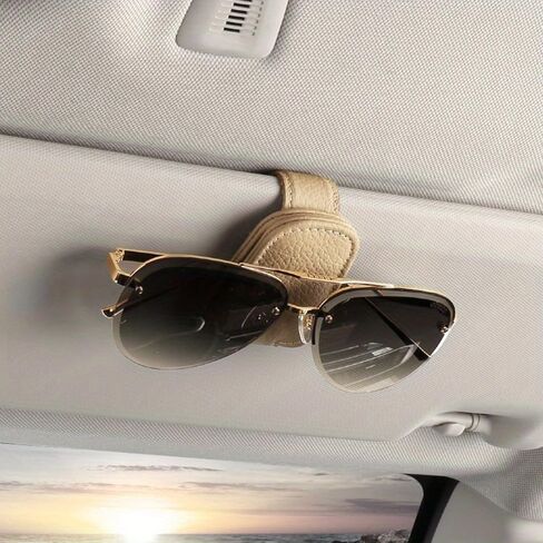 4 Pack Leather Sunglasses Holders for Car Visor - Multifunctional & Compact Auto Interior Clip Organizer, Black in Kuwait