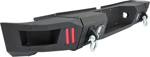 KUAFU المصد الخلفي متوافق مع 2007-2013 Toyota Tundra Offroad Bumper مع أضواء LED وحلقات D وفتحات الاستشعار وحامل الترخيص مسحوق المغلفة الصلب الأسود in Kuwait