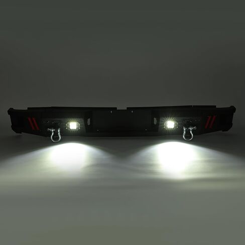 KUAFU المصد الخلفي متوافق مع 2007-2013 Toyota Tundra Offroad Bumper مع أضواء LED وحلقات D وفتحات الاستشعار وحامل الترخيص مسحوق المغلفة الصلب الأسود in Kuwait