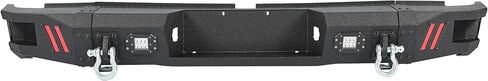 KUAFU المصد الخلفي متوافق مع 2007-2013 Toyota Tundra Offroad Bumper مع أضواء LED وحلقات D وفتحات الاستشعار وحامل الترخيص مسحوق المغلفة الصلب الأسود in Kuwait