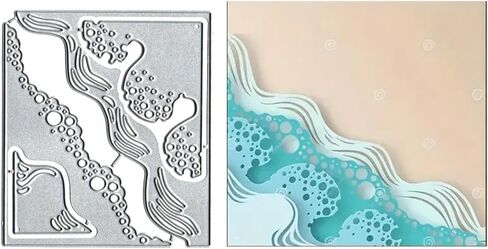 Sea Bubbles Frame Metal Die Cuts, Metal Cutting Dies for DIY Embossing Card Making, Albums, Scrapbooking, Book Tags Decor Paper Cutting Dies, Art Deco Style, Carbon Steel, 3.94"x3.15" in Saudi Arabia