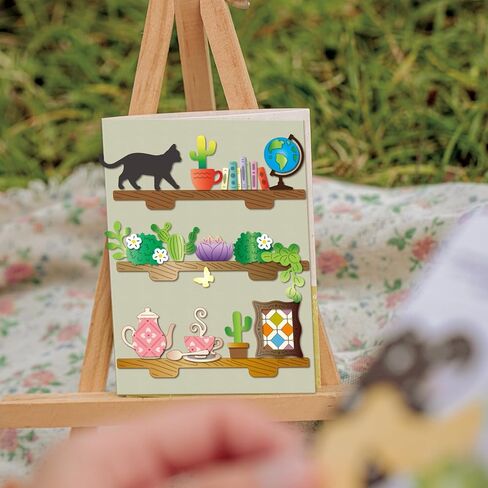 GLOBLELAND Vintage Bookshelf Cutting Dies for Card Making Display Cabinet Metal Die Cuts Retro Cats Plants Die Cut Dies for DIY Cards Scrapbooking Photo Album Crafts Decor in Kuwait