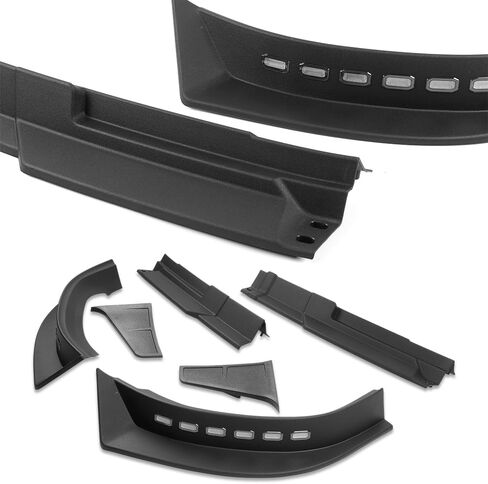 Front Bumper Lip Compatible with Ram 1500 / Ram 1500 Classic 2013-2024, Front Lip Spoiler Air Chin Body Kit Splitter, ABS with Sequential LED Running Light, Unpainted Matt Black in Kuwait