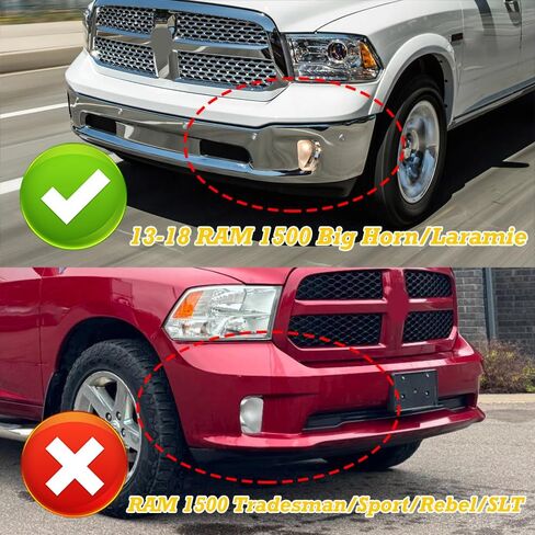 Front Bumper Lip Compatible with Ram 1500 / Ram 1500 Classic 2013-2024, Front Lip Spoiler Air Chin Body Kit Splitter, ABS with Sequential LED Running Light, Unpainted Matt Black in Kuwait