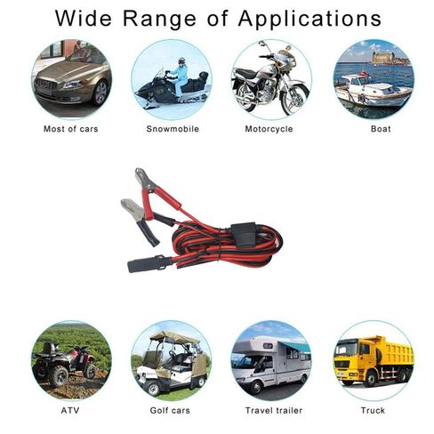 SAE إلى Aligater Clips Trickle Charger Extension Cable 10FT Clamp 12V-24V سلك قطع سريع 15A مشبك التمساح لمضخة الدراجات النارية وبطارية السيارة والألواح الشمسية مع صمام إضافي 15A in Kuwait
