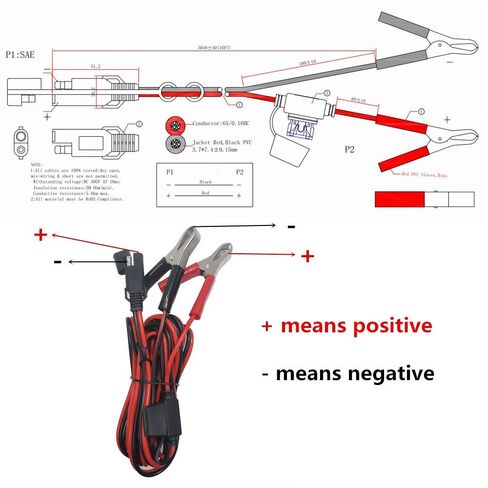 SAE إلى Aligater Clips Trickle Charger Extension Cable 10FT Clamp 12V-24V سلك قطع سريع 15A مشبك التمساح لمضخة الدراجات النارية وبطارية السيارة والألواح الشمسية مع صمام إضافي 15A in Kuwait