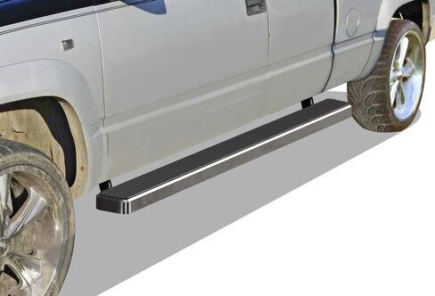 لوحات تشغيل سوداء من الفولاذ المقاوم للصدأ مقاس 5 بوصة من APS متوافقة مع سيارة Chevy GMC CK 1988-1998 الموسعة (تشمل Z71) (لن تعمل على المركبات ذات لوحات الطاقة) (خطوات جانبية لقضبان Nerf) in Kuwait