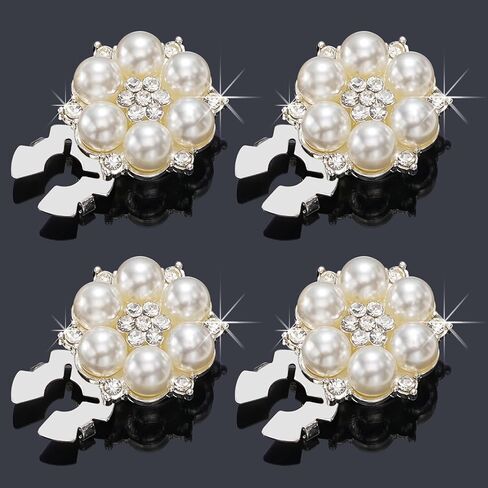 4Pcs Rhinestone Button Cover, Crystal Embellishments for Clothing Wedding Bouquet Decoration DIY Jewelry (Silver, Button-2) in Saudi Arabia