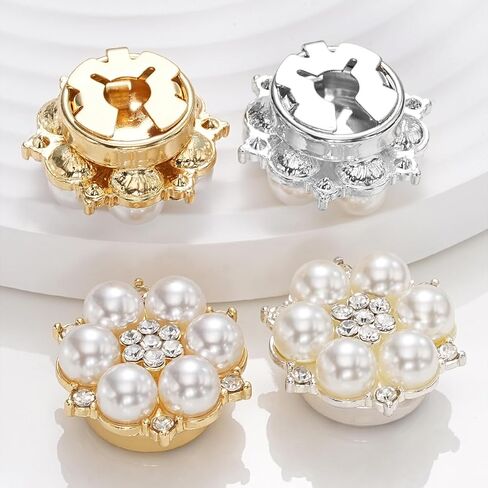 4Pcs Rhinestone Button Cover, Crystal Embellishments for Clothing Wedding Bouquet Decoration DIY Jewelry (Silver, Button-2) in Saudi Arabia