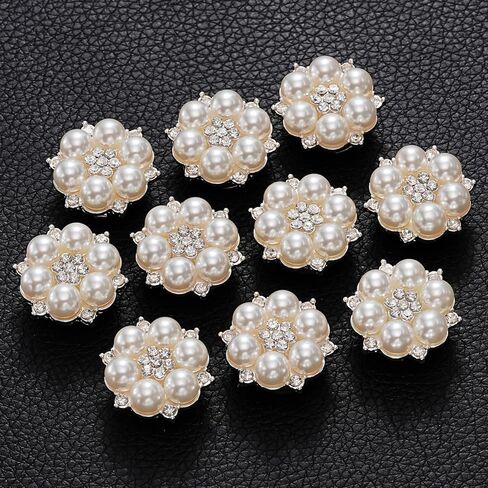 4Pcs Rhinestone Button Cover, Crystal Embellishments for Clothing Wedding Bouquet Decoration DIY Jewelry (Silver, Button-2) in Saudi Arabia