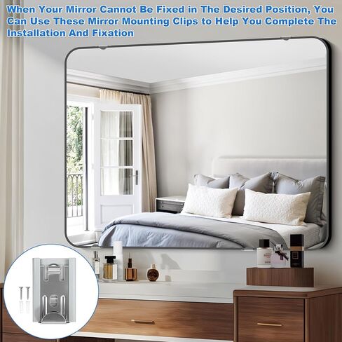 CG 64114BV Nickel Plated Adjustable Mirror Clip Set Suitable for 1/4-inch Flat Edge, Seamed Edge & Beveled Edge Models Straight Edge Glass (4pack) in Saudi Arabia