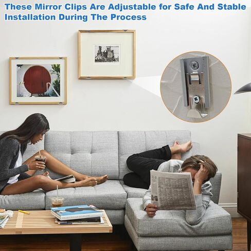CG 64114BV Nickel Plated Adjustable Mirror Clip Set Suitable for 1/4-inch Flat Edge, Seamed Edge & Beveled Edge Models Straight Edge Glass (4pack) in Saudi Arabia