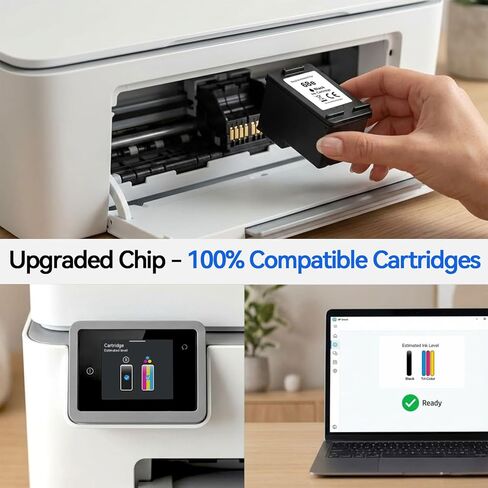 High Yield 68e Ink Cartridge Compatible for HP 68 68e Ink Cartridges Black/Color Combo Pack Compatible for Envy 6155e 6555e 6100e 6500e 6152e 6100 6500 6155 6555 Series Printer (Upgraded Chip 2-Pack) in Saudi Arabia