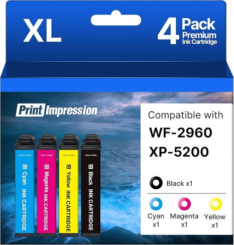 Remanufactured Ink Cartridge Replacement for Epson 222XL Ink Cartridges Combo Pack Use for WF-2960 XP-5200 Printer (4 Pack, Black/Cyan/Magenta/Yellow) in Saudi Arabia
