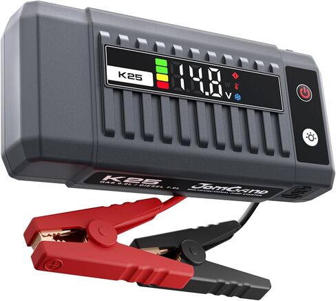 حزمة معززة لبطارية السيارة K25 Jump Starter 3750A لما يصل إلى 9.0 لتر من الغاز أو 7.0 لتر من محركات الديزل، صندوق القفز المحمول 12 فولت مع كابل توصيل آمن للغاية، شحن USB/DC ومصباح يدوي 3 أوضاع in Kuwait
