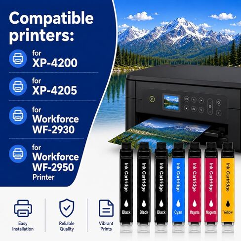 مُعاد تصنيعها لحزمة كومبو لخراطيش الحبر Epson 232XL لـ 232 XL لطابعة Epson XP-4200 XP-4205 Workforce WF-2930 WF-2950، 6 عبوات 3 أسود 1 سماوي 1 أرجواني 1 أصفر in Kuwait