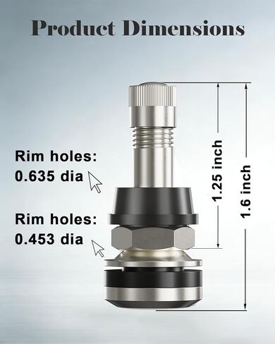 25PCS TR416 Metal Valve Stems, Bolt-In High Pressure Tire Valve Stems, Fits 0.453" & 0.625" Rim Holes, Brass Core Leak-Proof, Heavy Duty Tubeless Valve Stem Kit with Tool for Car Truck Trailer RV in Kuwait