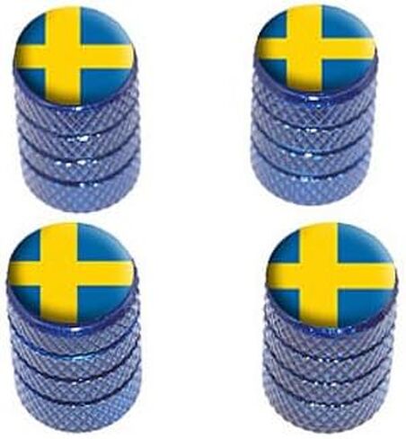 GRAPHICS & MORE Sweden Swedish Flag - Tire Rim Wheel Valve Stem Caps - Blue in Kuwait