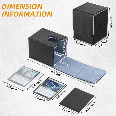 GERMUN Card Deck Box for MTG Commander, MTG Commander Deck Box Holds 120+ Single Sleeved Cards,MTG Deck Box Compatible with Magic the Gathering (Black) in Saudi Arabia