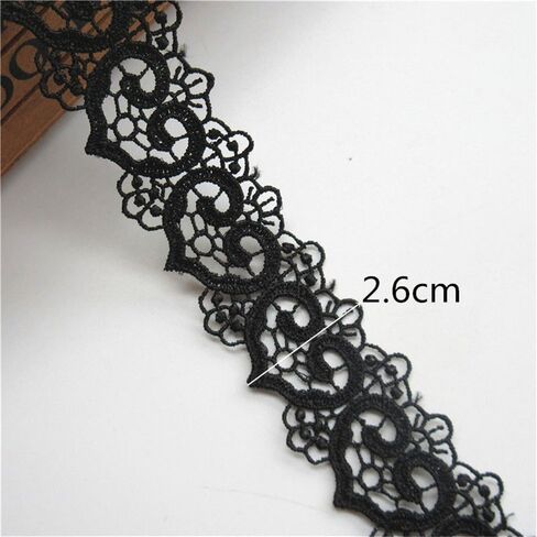 3 Meters Heart Motifs Hollow Band Lace Trim Ribbon 2.6 cm Width Vintage Style Black Edging Trimmings Fabric Embroidered Applique Sewing Craft Wedding Bridal Dress DIY Party Clothes Embroidery in Saudi Arabia