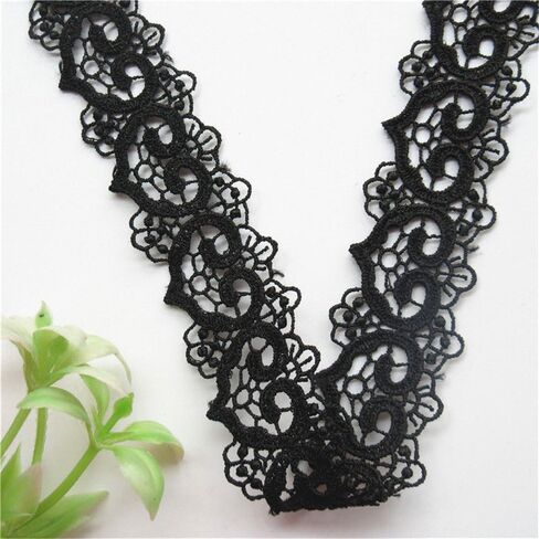 3 Meters Heart Motifs Hollow Band Lace Trim Ribbon 2.6 cm Width Vintage Style Black Edging Trimmings Fabric Embroidered Applique Sewing Craft Wedding Bridal Dress DIY Party Clothes Embroidery in Saudi Arabia