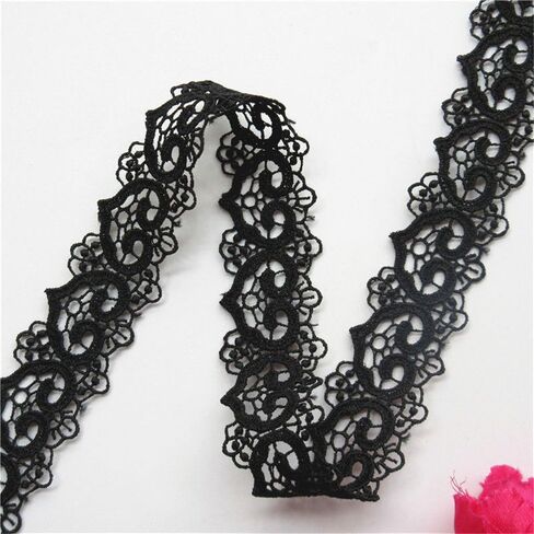 3 Meters Heart Motifs Hollow Band Lace Trim Ribbon 2.6 cm Width Vintage Style Black Edging Trimmings Fabric Embroidered Applique Sewing Craft Wedding Bridal Dress DIY Party Clothes Embroidery in Saudi Arabia