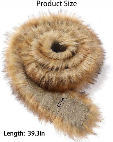 39.3-inch Artificial Fur Ribbon Trim Fabric roll, Natural Brown Fluffy Fur, Soft and Plush, Suitable for DIY Crafts, Clothing, Hoodie Edging, and Fur Trim. in Saudi Arabia
