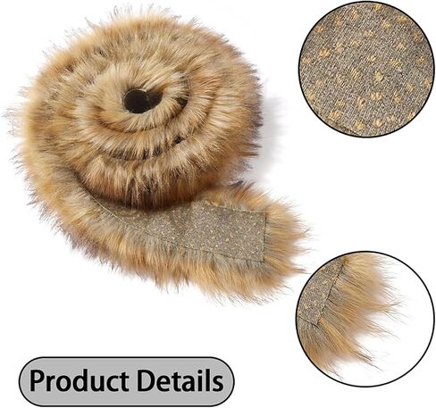 39.3-inch Artificial Fur Ribbon Trim Fabric roll, Natural Brown Fluffy Fur, Soft and Plush, Suitable for DIY Crafts, Clothing, Hoodie Edging, and Fur Trim. in Saudi Arabia