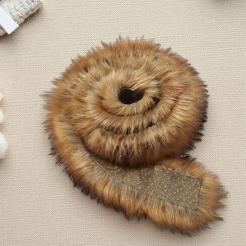 39.3-inch Artificial Fur Ribbon Trim Fabric roll, Natural Brown Fluffy Fur, Soft and Plush, Suitable for DIY Crafts, Clothing, Hoodie Edging, and Fur Trim. in Saudi Arabia